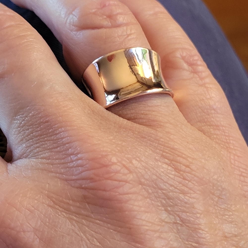 Wide Contour Band Cuff Ring - Picture 5 of 11